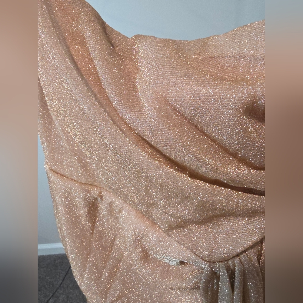 Glitter One Shoulder Split Thigh Draped Side Part… - image 6